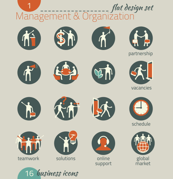 业务图标集。管理、人力资源、市场营销图片下载