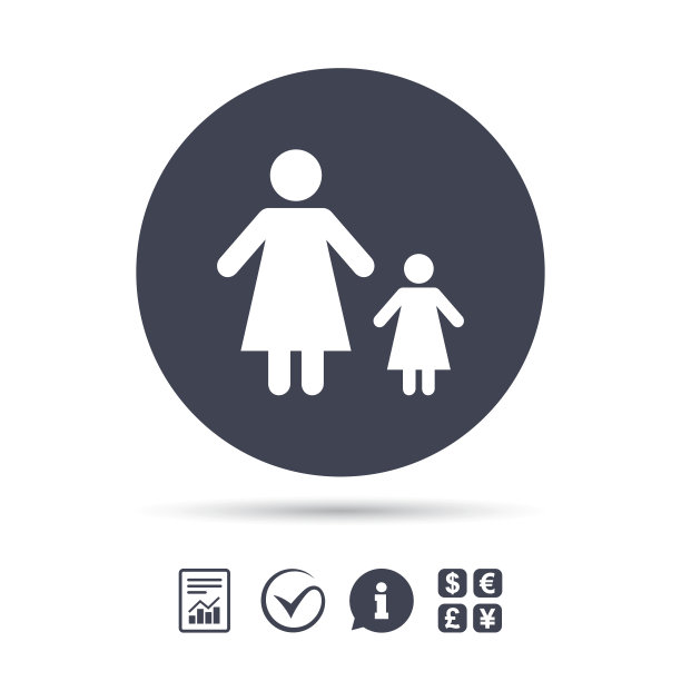 单亲家庭和一个孩子的标志图标。图片下载