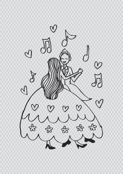 跳舞的夫妇。手绘插图。图片下载