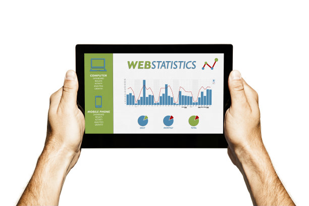 平板电脑屏幕中的网络统计模板图片下载