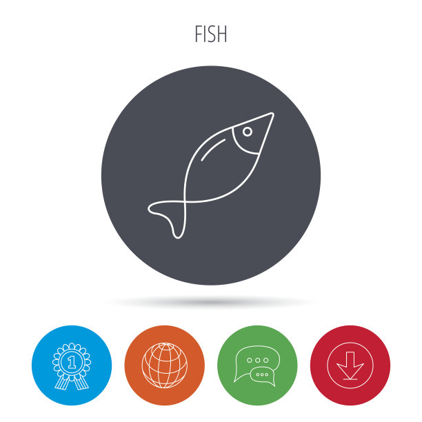 鱼图标。钓鱼的迹象。图片下载