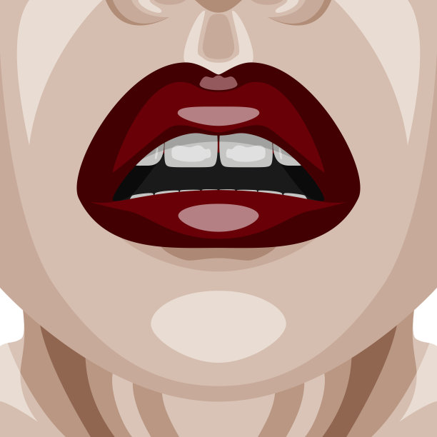 美丽女人的脸，深红色光泽的嘴唇图片下载