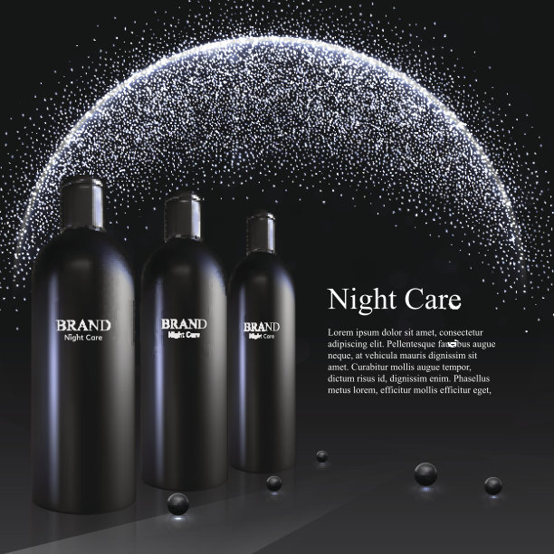 面霜皮肤爽肤水瓶隔离在黑色背景与p图片下载