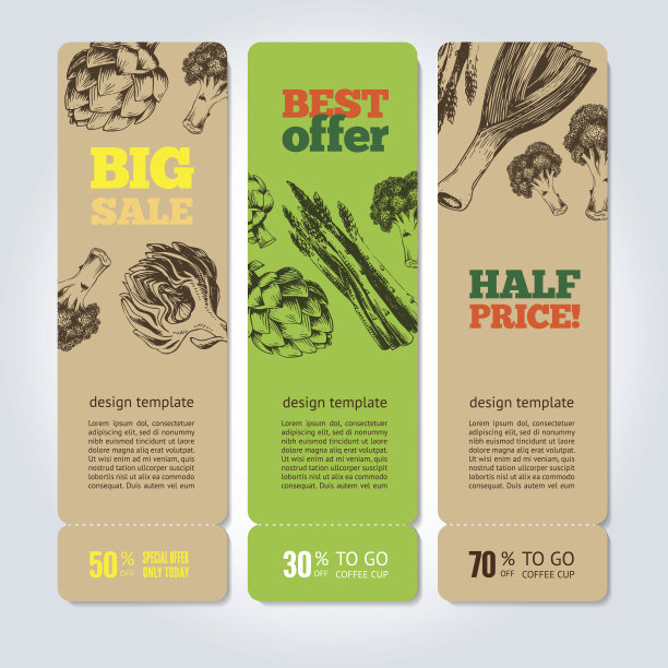 在横幅上手绘蔬菜。矢量插图。图片下载