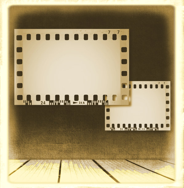 复古的深褐色薄膜带框架在房间内部图片下载