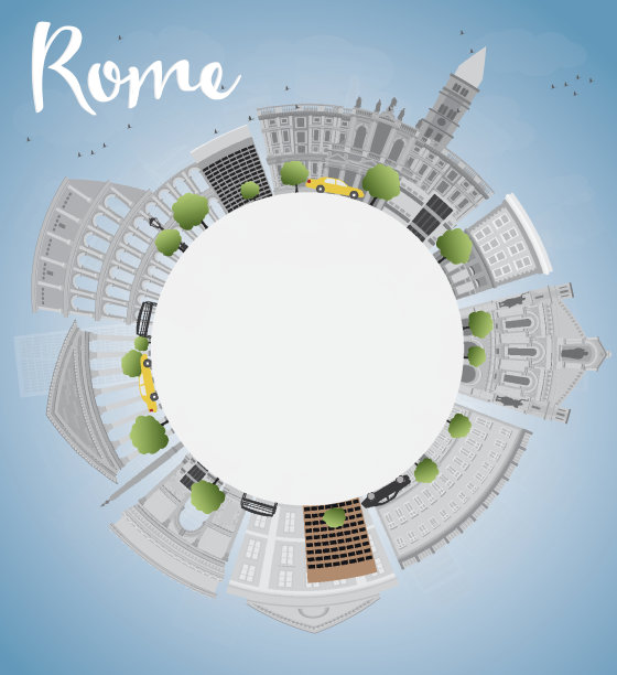 罗马天际线与灰色地标和复制空间图片下载