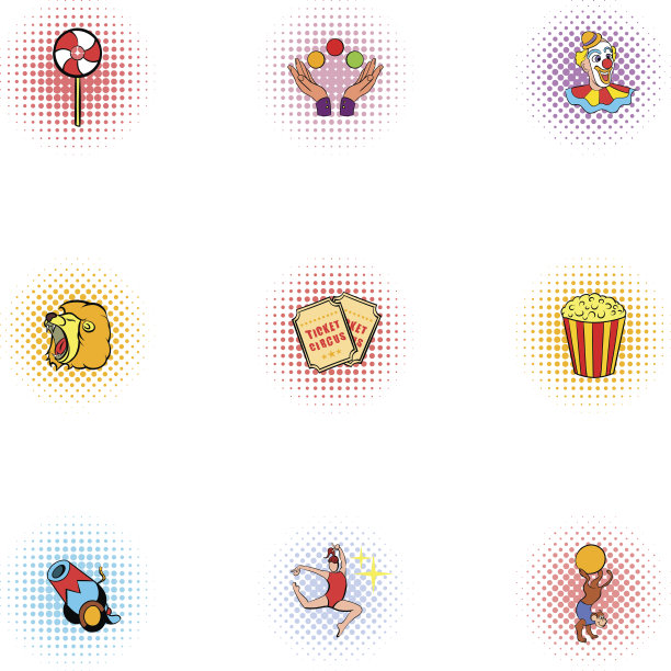 马戏团chapiteau图标集，流行艺术风格图片下载