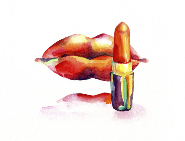 红色唇膏和女性的嘴唇图片下载