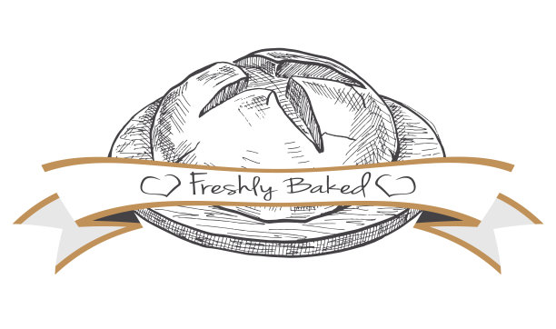 烘焙产品标签，素描风格矢量素材图片下载