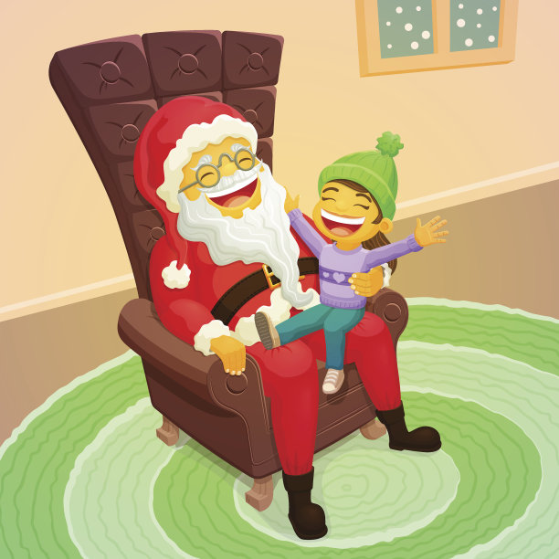 小女孩向圣诞老人要大礼物图片下载