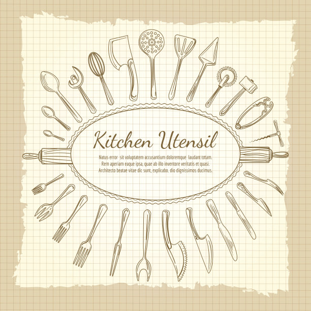 厨房复古背景与陶器框架图片下载