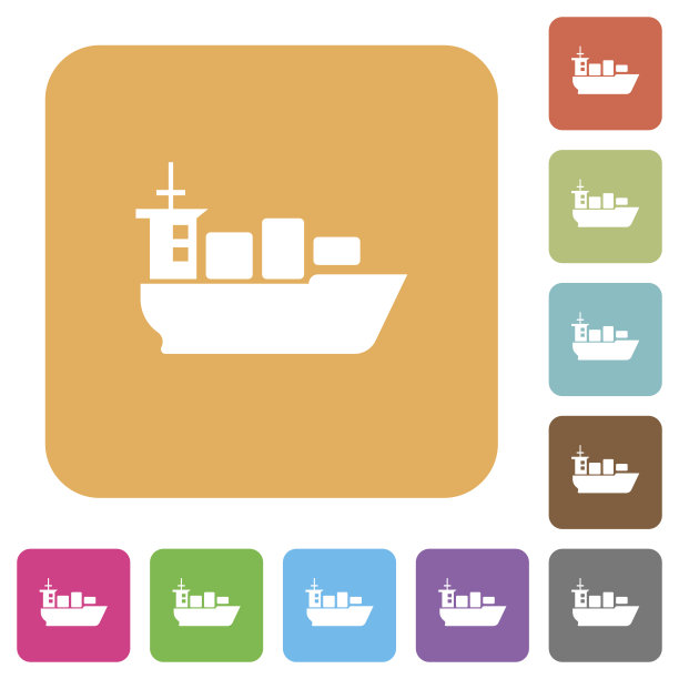 海上运输圆角方平图标图片下载