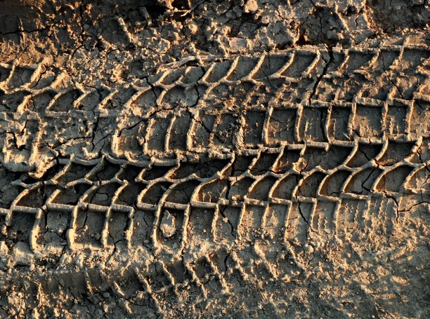 泥地上的卡车痕迹图片下载