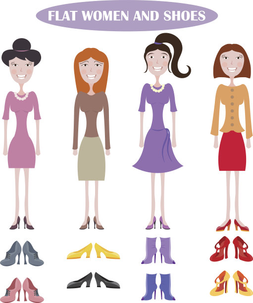 一组穿着不同服装的站着的女人图片下载