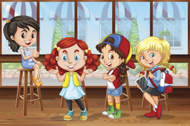 孩子们在餐馆里闲逛图片下载