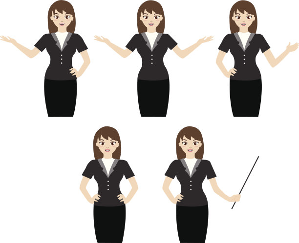 有各种手势的女商人图片下载