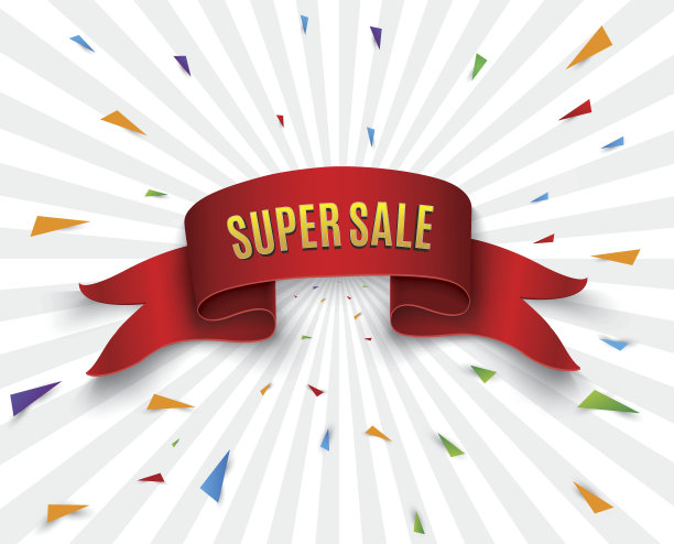 超级销售横幅丝带。向量图片下载