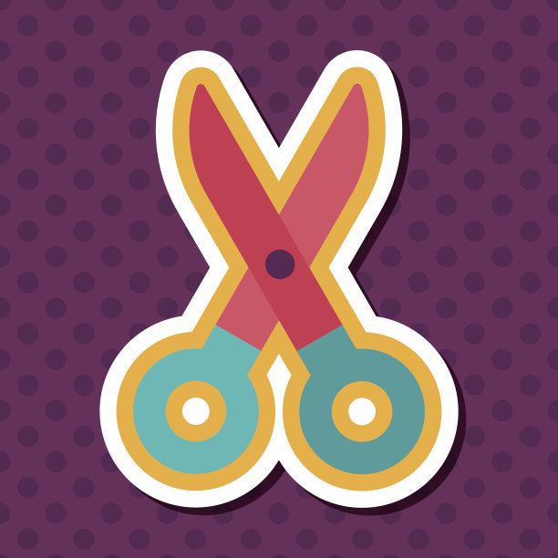 长阴影剪刀平面图标，eps10图片下载