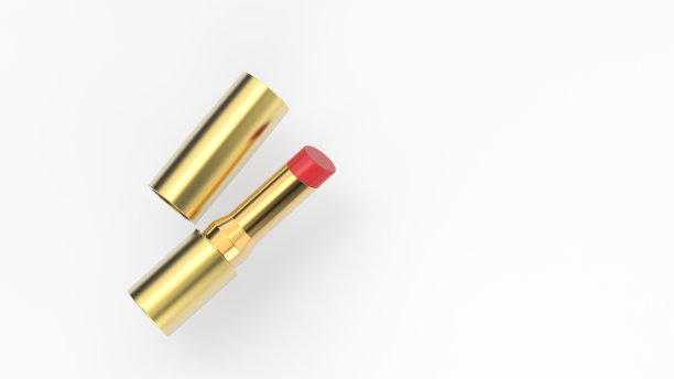 3D插图红金色唇膏图片下载