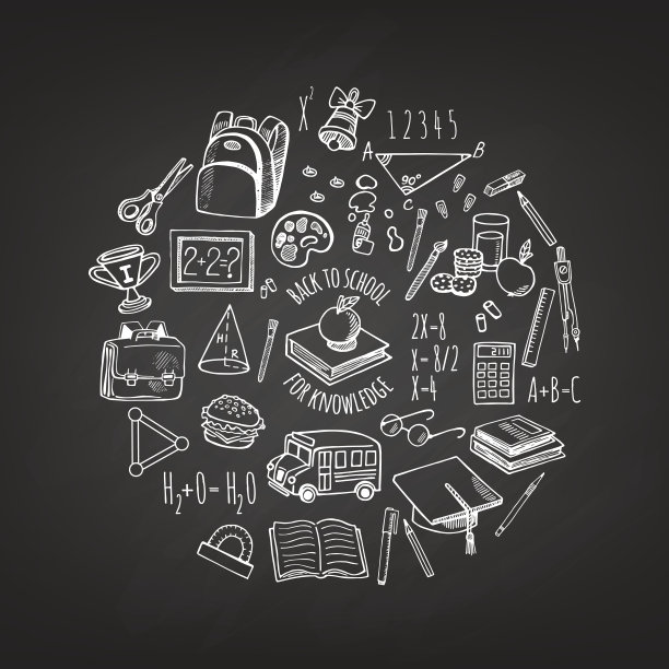 学校工具在圆矢量中绘制图标隔离图片下载