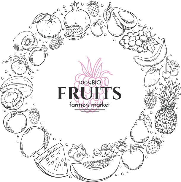 框架与手绘水果图片下载