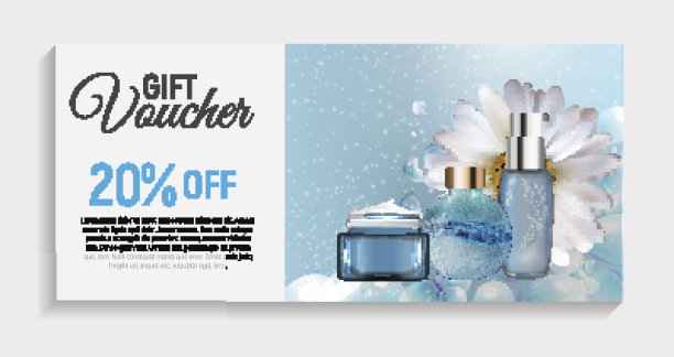 礼品券与设计化妆品产品模板背景图片下载