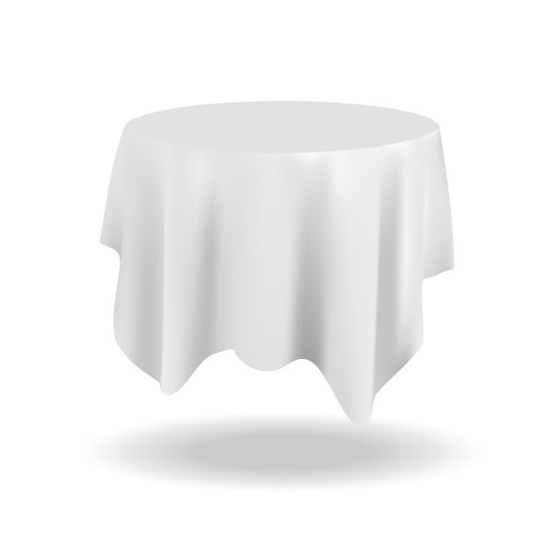 矢量空矩形桌子与桌布隔离在白色背景图片下载