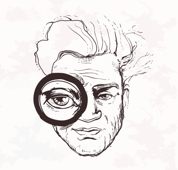 人用放大镜看东西。矢量图图片下载