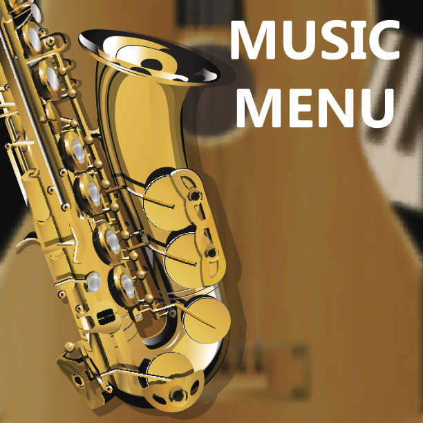 原声吉他和萨克斯管特写图片下载