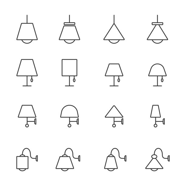 轮廓灯具图标集图片下载