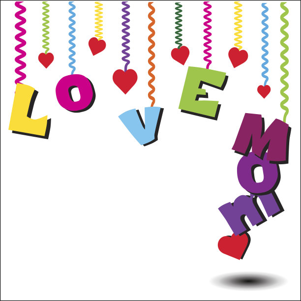 以白色为背景的母亲节爱妈妈图片下载