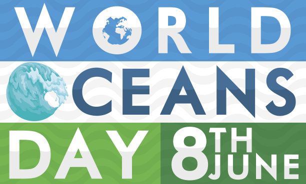 世界海洋日庆祝活动蓝绿宣传海报图片下载