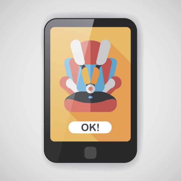 婴儿汽车座椅平图标与长影子，eps10图片下载