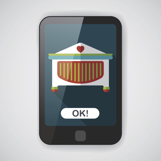 婴儿摇篮床与长影子的图标，eps10图片下载