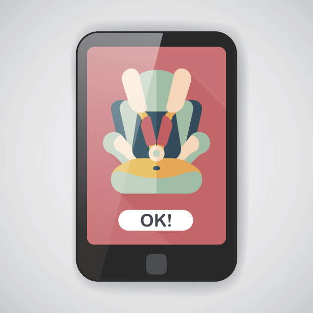 婴儿汽车座椅平图标与长影子，eps10图片下载