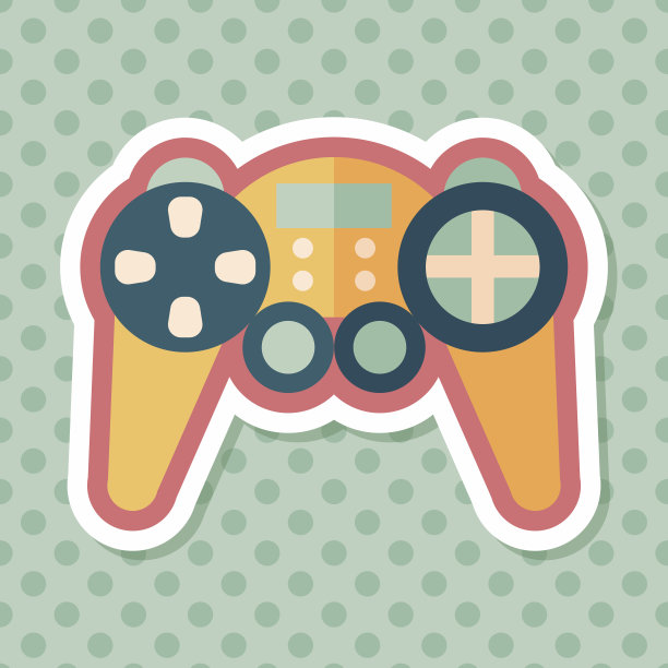 游戏控制器带有长阴影的平面图标，eps10图片下载