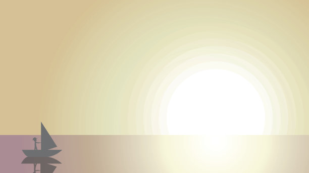 在太阳和天空的背景下，人在海上航行图片下载