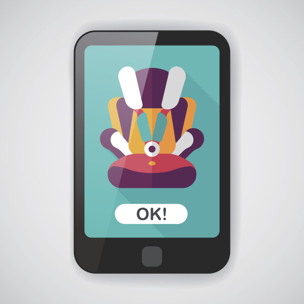 婴儿汽车座椅平图标与长影子，eps10图片下载