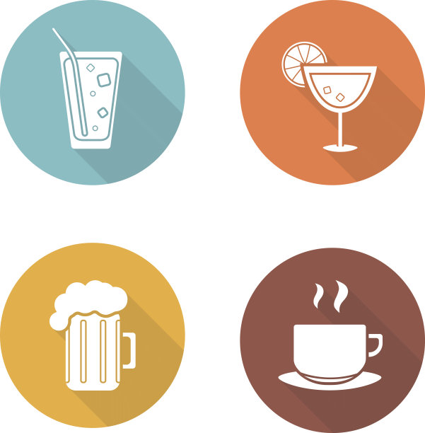 饮料平面设计图标集图片下载