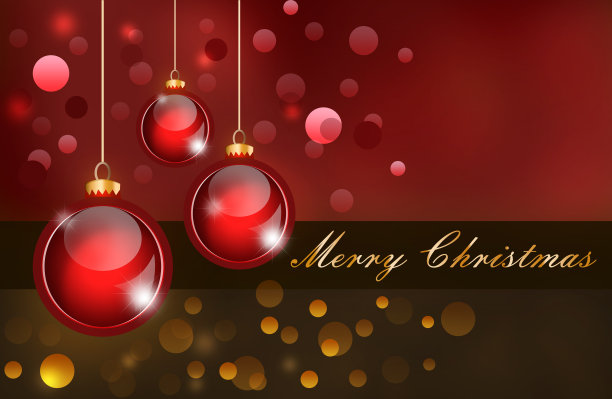 圣诞卡与圣诞球图片下载