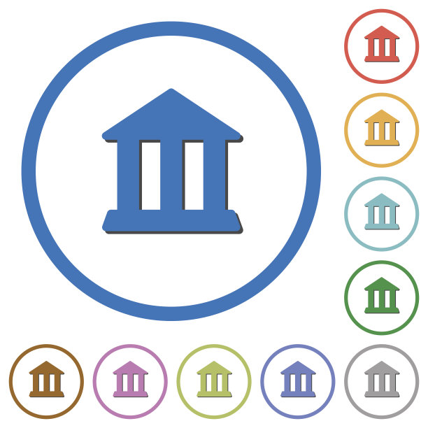 带有阴影和轮廓的银行办公室图标图片下载