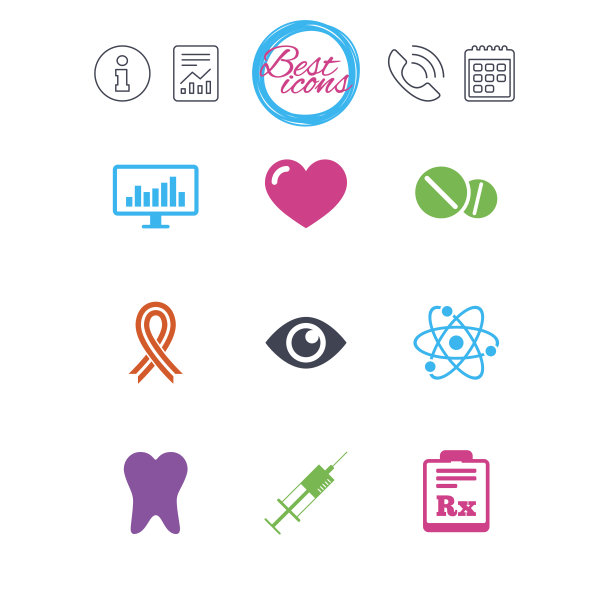 医药，医疗健康和诊断图标。图片下载