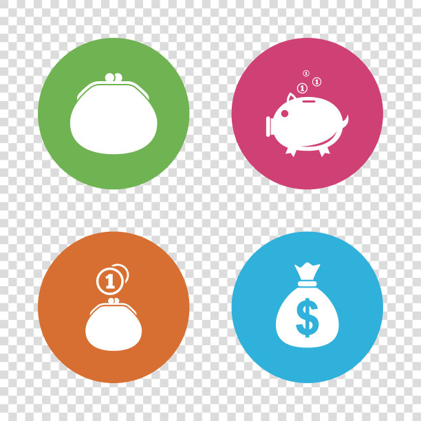 钱包图标。钱包和储蓄罐的符号。图片下载