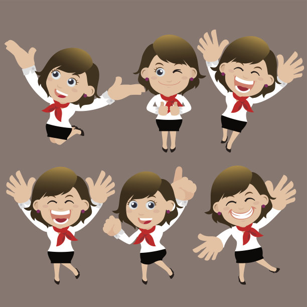 一组不同姿势的女商人角色图片下载