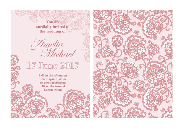 粉色婚礼请柬图片下载
