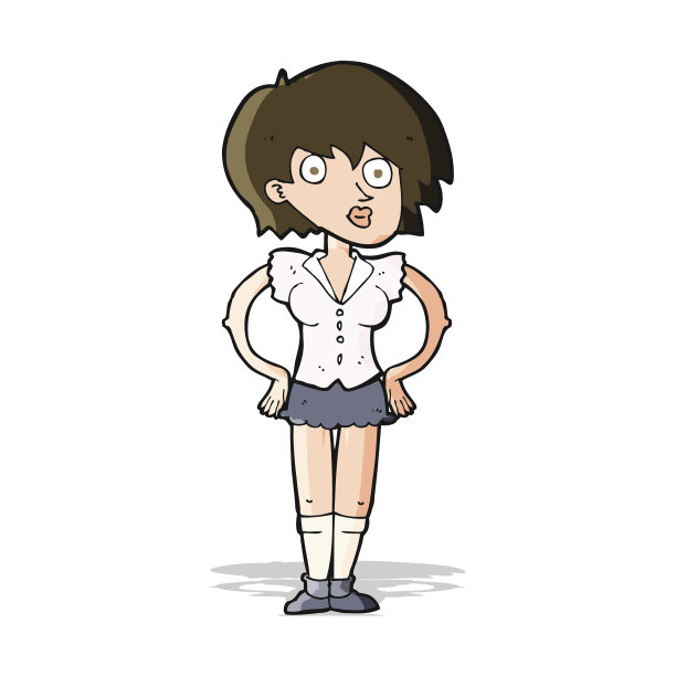 卡通惊奇的女人双手叉腰图片下载