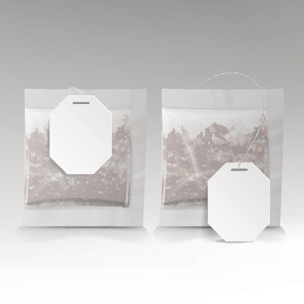 带标签的茶包插图。广场的形状。矢量模拟插图为您的设计。白色隔离图片下载