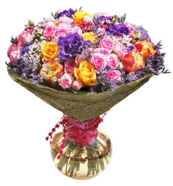 一束花单独置于玻璃碗中图片下载