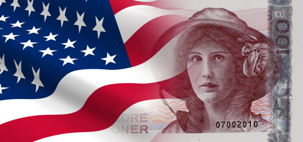 美国与挪威经济和政治关系的概念。图片下载