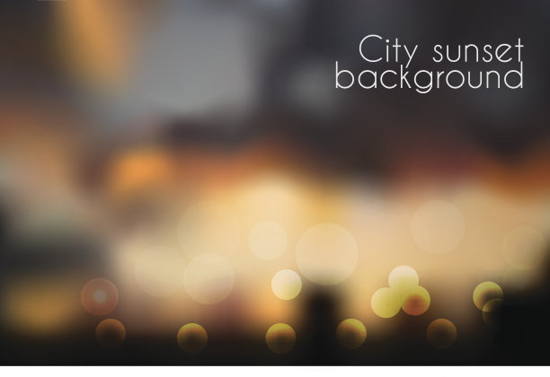 散景效果模糊了夕阳背景。傍晚城市景观矢量插图图片下载